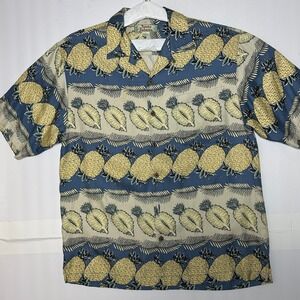Tommy Bahama Men's Pineapple Print Silk Hawaiian Button Up Shirt Size M Stained
